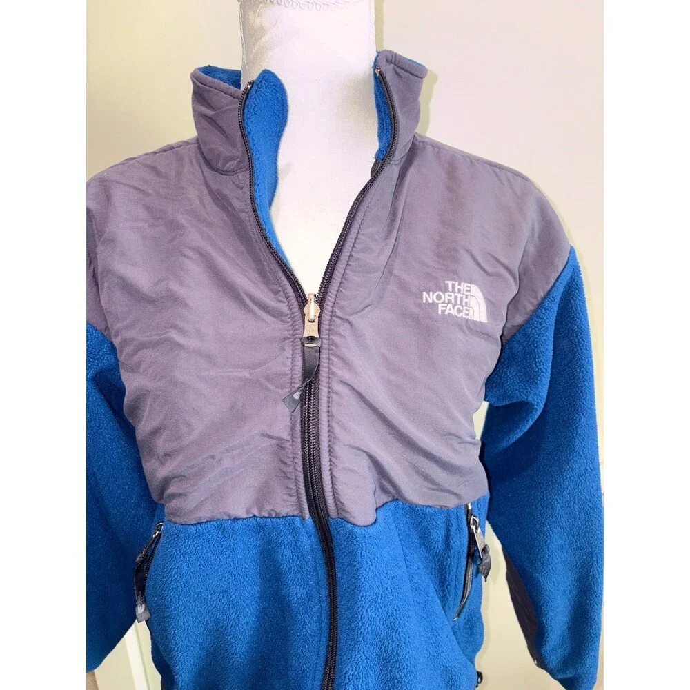 The North Face TNF Youth Blue & Grey Polyester Full‎ Zip Jacket Size Large